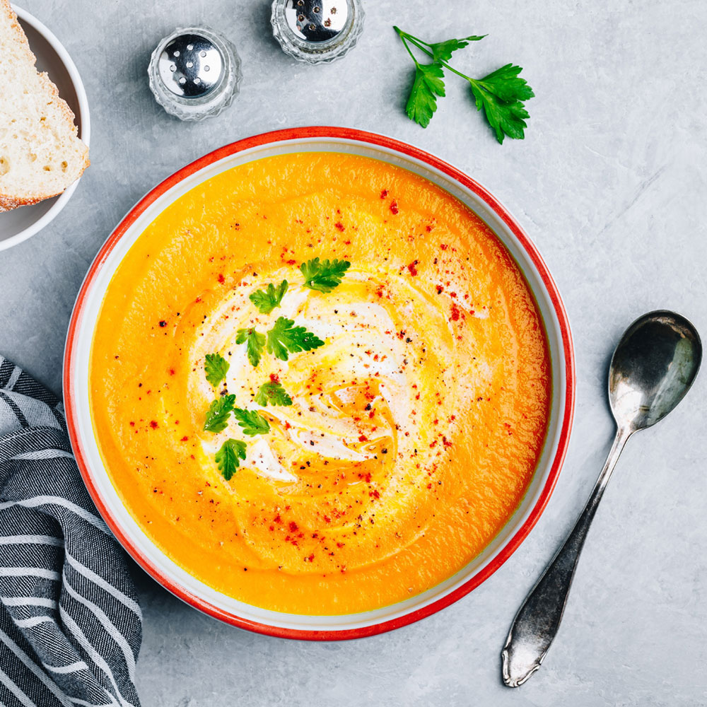 Karottensuppe mit Linsen (vegan)