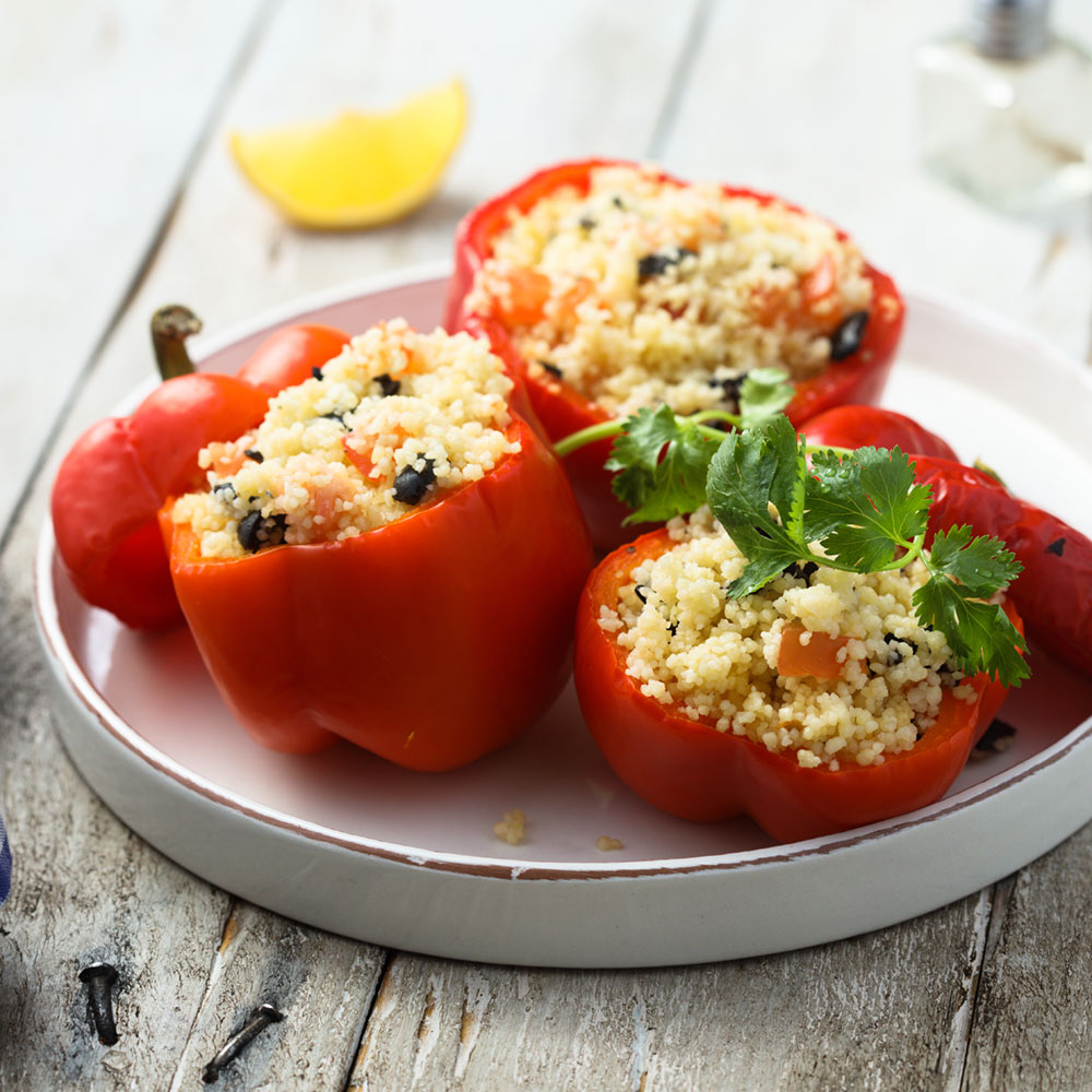 Gefüllte Paprika mit Couscous und Chia Samen