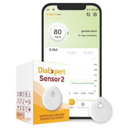 DiaExpert Sensor 2 mit der DiaExpert CGM 2 App